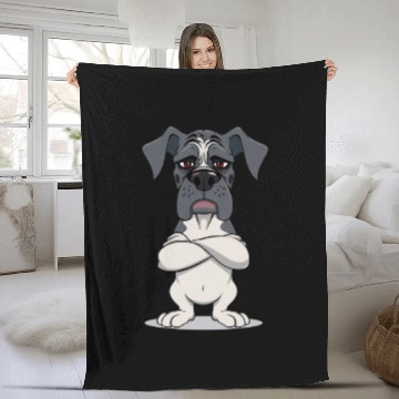 Discover Grumpy great dane cartoon animal illustration Fleece Blankets