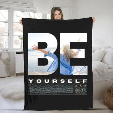 Discover Be Yourself Inspirational Beach Scene Design Fleece Blankets
