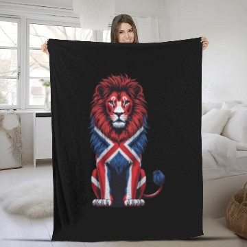 Discover British Lion with Union Jack Flag Bold Art Design Fleece Blankets