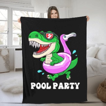 Discover Pool Party Squad Dinosaur Swimming Fleece Blankets