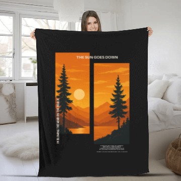 Discover Sunset Landscape Silhouette Design Fleece Blankets