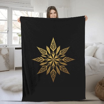 Discover Gold Metallic Leaf Snowflake Design Fleece Blankets