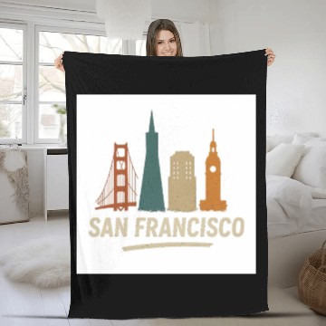 Discover San Francisco Skyline Street Glow Fleece Blankets