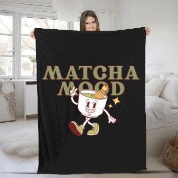 Discover Matcha Mood Tea Cartoon Design  Fleece Blankets