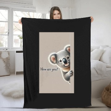 Discover Cute Koala Peeking Card Design Fleece Blankets