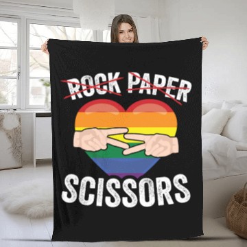 Discover Funny Rock Paper Scissors LGBTQ LGBT Community Fleece Blankets