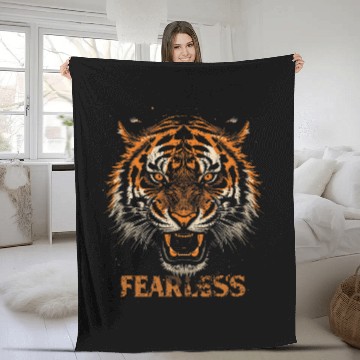 Discover Fearless Tiger Expression Design Fleece Blankets