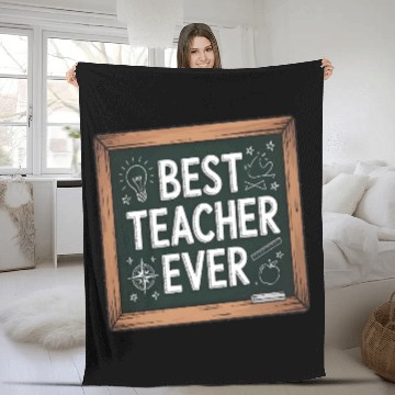 Discover Best Teacher Ever Chalkboard Teachers Gift Fleece Blankets