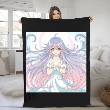 Discover Ethereal Fantasy Girl with Flowing Hair Fleece Blankets