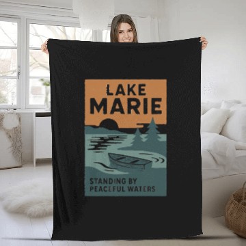 Discover Lake Marie: Standing By Peaceful Waters Fleece Blankets