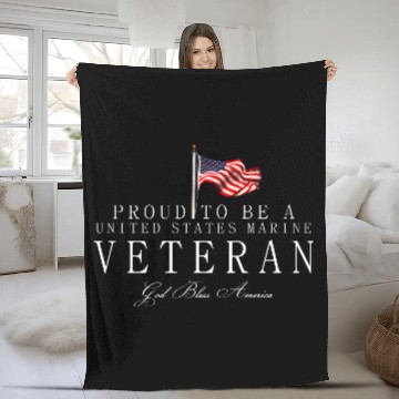 Discover Proud To Be A US Marine Veteran Fleece Blankets