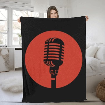 Discover Retro Microphone in Red Circle – Vintage Music  Fleece Blankets