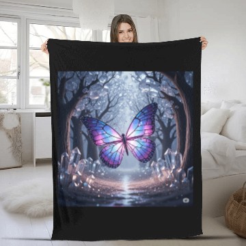 Discover Galaxy Winged Butterfly in Mystical Forest Fleece Blankets