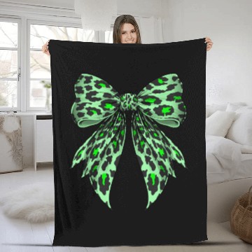 Discover Coquette Bow Cheetah Animal Pattern Lime Green Fleece Blankets