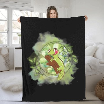 Discover Whimsical Frog on Branch Illustration Fleece Blankets