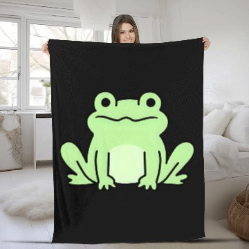 Discover Lime Green Cartoon Frog Design Fleece Blankets