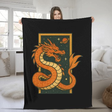 Discover Celestial Dragon Illustration Fleece Blankets