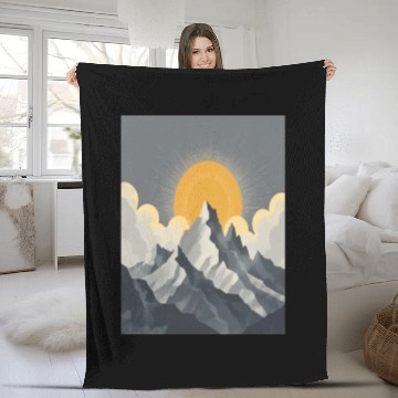 Discover Majestic Mountain Sunrise – Minimalist Nature Land Fleece Blankets