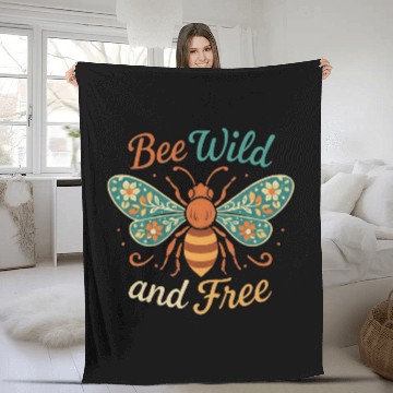 Discover Bee Wild and Free Nature Motif Fleece Blankets