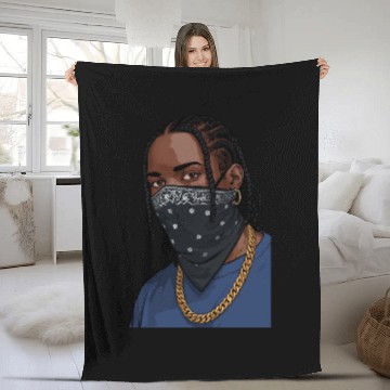 Discover Urban Style Bandana Mask with Gold Chain Fleece Blankets