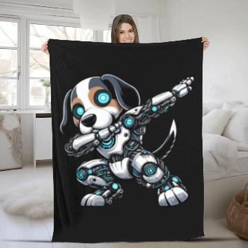Discover Cool beagle robot astronaut dabbing cartoon Fleece Blankets