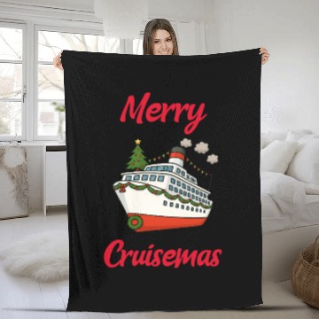 Discover Festive Cruise Ship Christmas Design Fleece Blankets