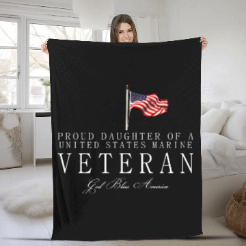 Discover Proud Daughter Of A US Marine Veteran Fleece Blankets