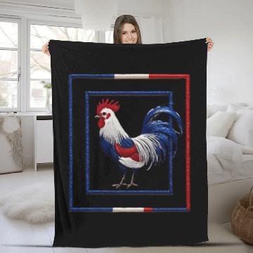 Discover French Rooster Blue White Red National Flag Design Fleece Blankets