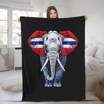 Discover Thailand Elephant Red White Blue National Flag Cul Fleece Blankets