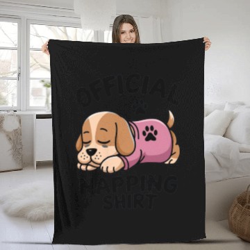 Discover Charming Sleeping Puppy Napping Fleece Blankets
