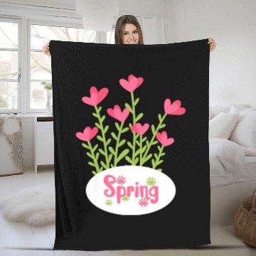 Discover Spring Fleece Blankets – Colorful Floral Heart Design