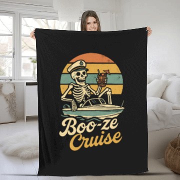 Discover "Booze Cruise Fleece Blankets - Funny Skeleton Boat Captai