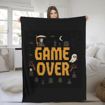 Discover Pixel Haunted Game Over Design Fleece Blankets