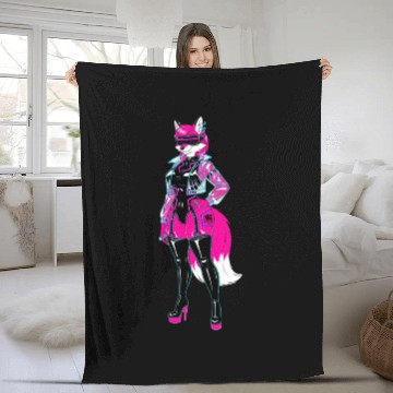 Discover Cyberpunk Furry Fox Anthro Character Art Gift Fleece Blankets