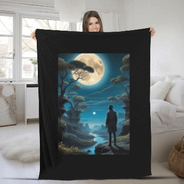 Discover Mystical Night Under the Full Moon Fleece Blankets