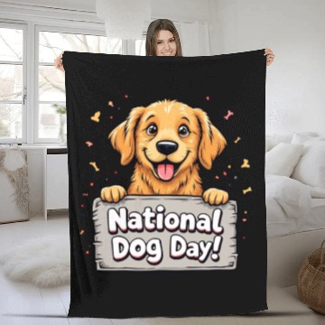 Discover Celebratory Puppy for National Dog Day Fleece Blankets