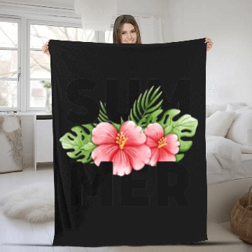 Discover Tropical Hibiscus Summer! Fleece Blankets