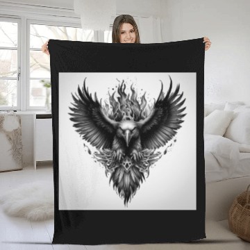 Discover Dark Mythical Eagle Tattoo Design Fleece Blankets