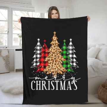 Discover Leopard and Plaid Christmas Tree Design Fleece Blankets