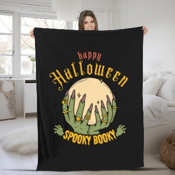 Discover Halloween Moon Hand Illustration Fleece Blankets