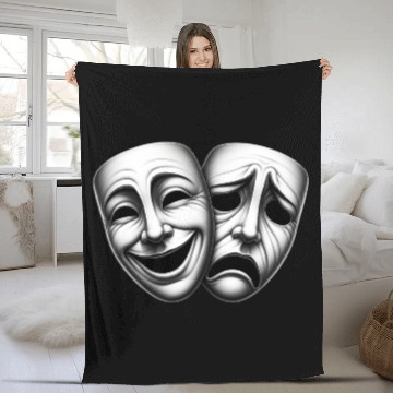 Discover Comedy and Tragedy Masks – Classic Theater Art  Fleece Blankets