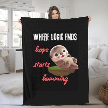 Discover Hope Starts Humoring Otter Illustration Fleece Blankets