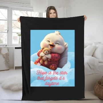 Discover Whimsical Baby Duck with Teddy Bear Fleece Blankets