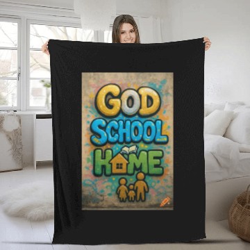 Discover Vibrant Graffiti Style God School Home Design Fleece Blankets