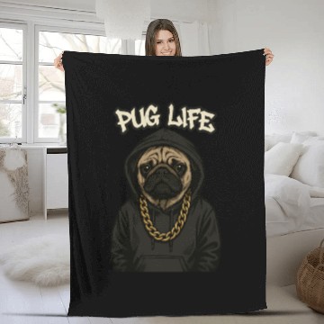 Discover Urban Pug with Streetwear Style Fleece Blankets