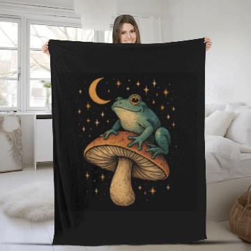 Discover Cosmic Mushroom and Frog Fantasy Fleece Blankets