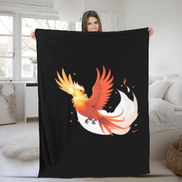 Discover Fiery Mythical Phoenix Illustration Fleece Blankets