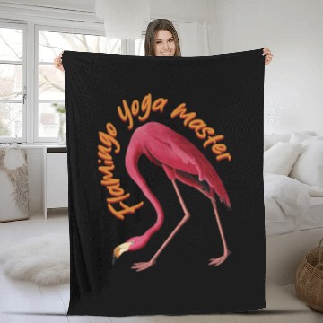 Discover Flamingo Yoga Master Design Fleece Blankets