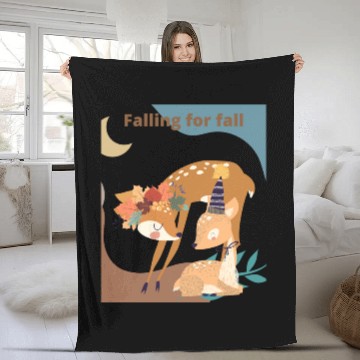 Discover Autumn Deer Falling for Fall Fleece Blankets