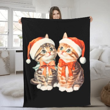 Discover Festive Kittens in Santa Hats Fleece Blankets
